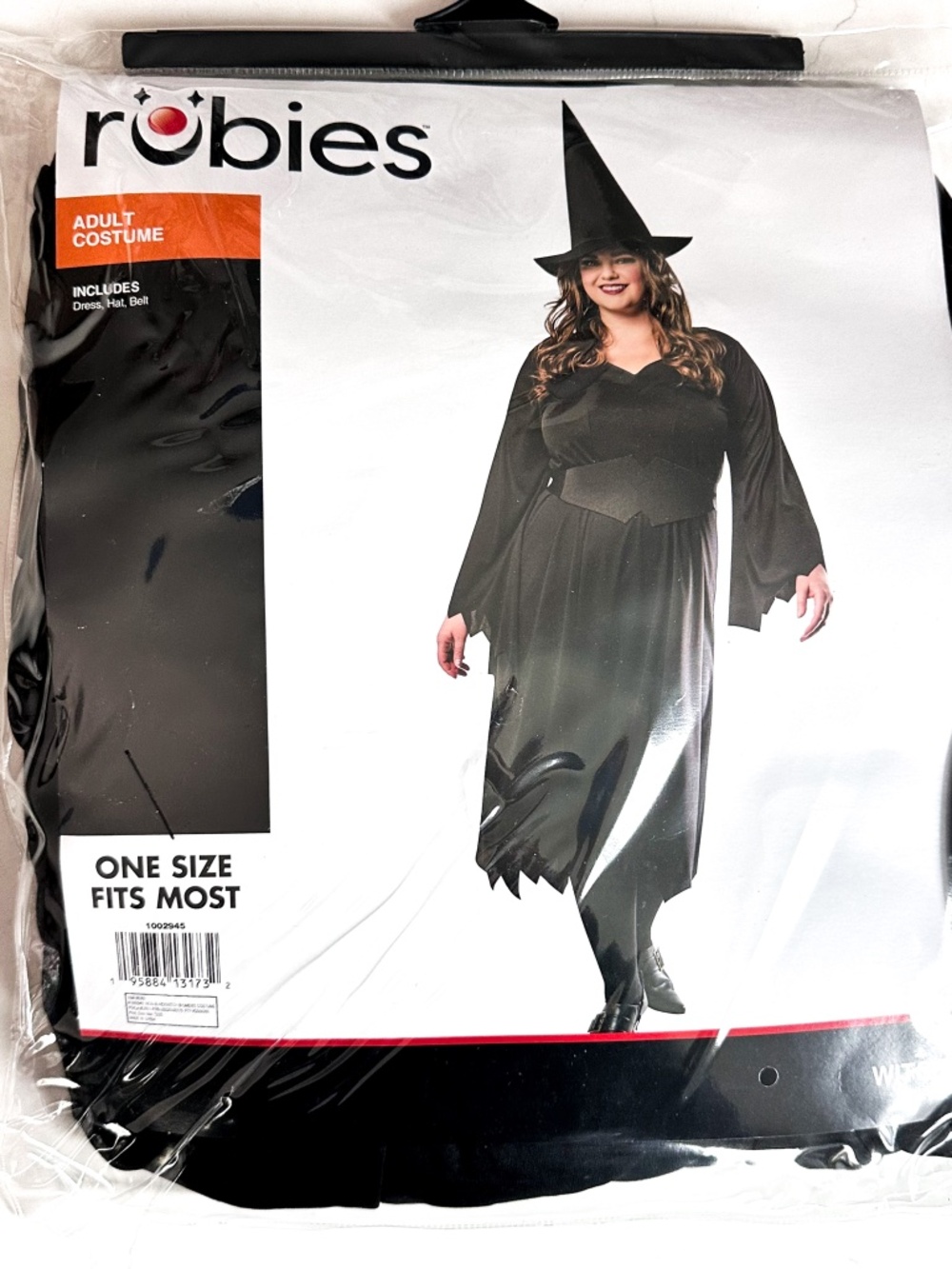 NEW Rubie's Adult Witch Costume Black Dress Hat Belt One Size Fits Most